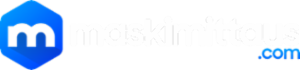 Maskimittaus.com-logo, jossa sininen kuusikulmio ja valkoinen teksti mustalla taustalla.